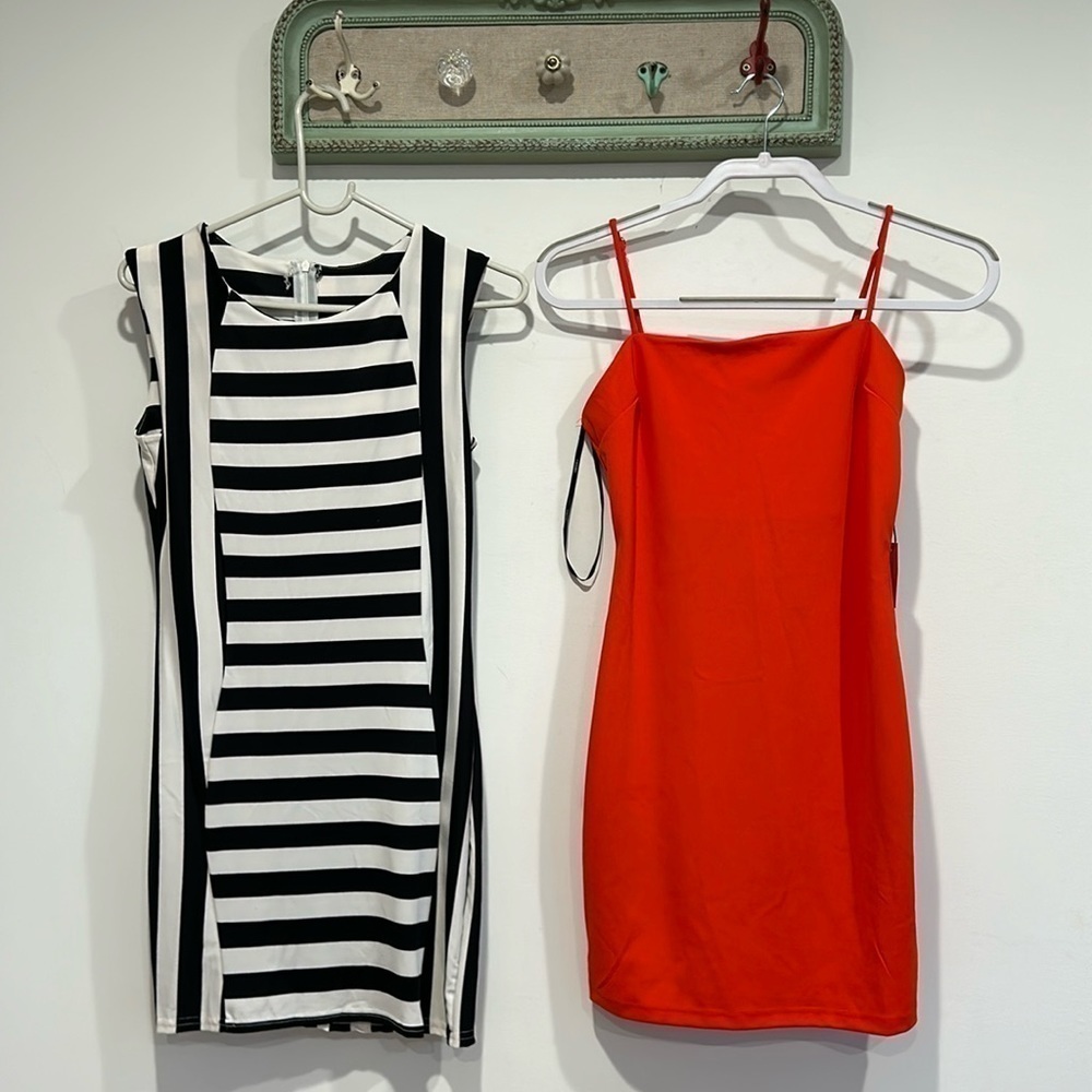 New with tags bundle 2 mini dress women’s size small mini dress striped & red